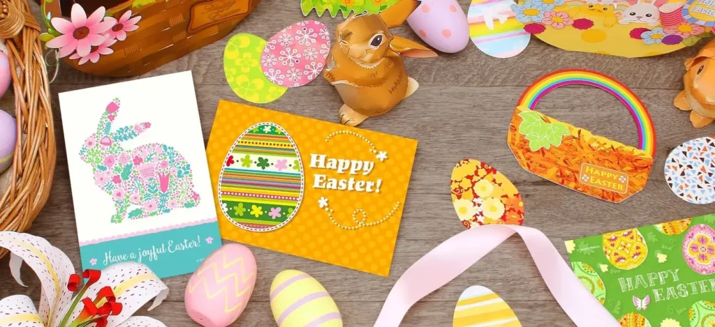 Coelhos em 3D, Cartões dobráveis de páscoa, ornamentos de pascoa 